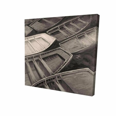 FONDO 12 x 12 in. Small Canoes Sepia Style-Print on Canvas FO2792086